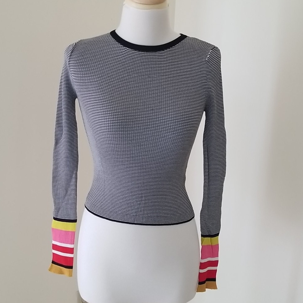 NWT! Zara small knit striped L/S crew top .
